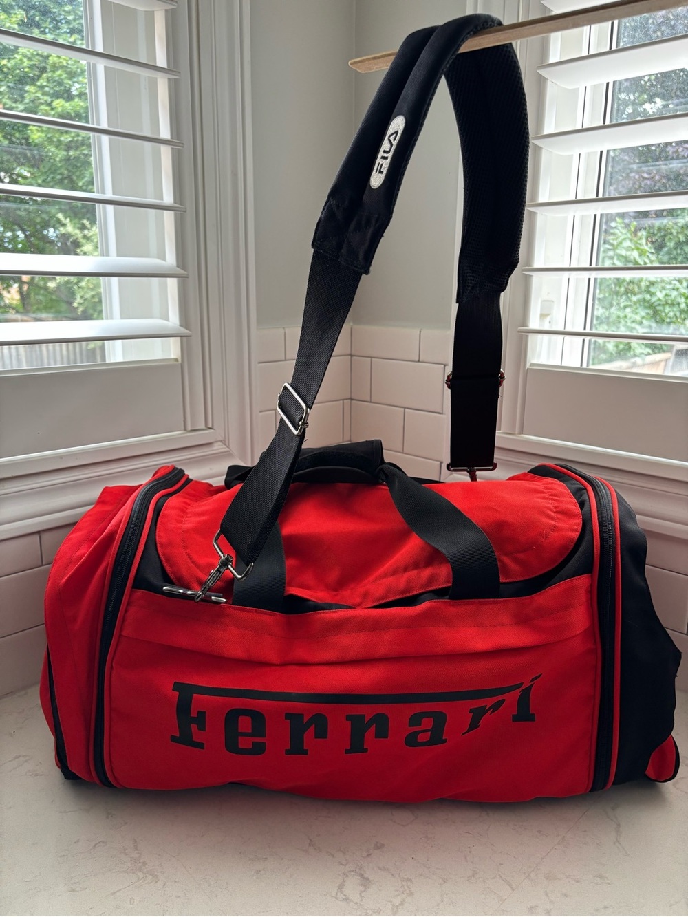 Ferrari Red & Black Large Duffel Bag Travel Gym Sports Carry-On